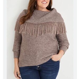 RAFAELLA Plus Size Cowl Neck Fridge Sweater Size 1X